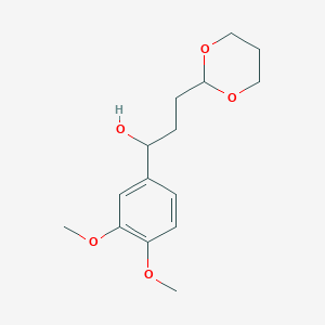 molecular formula C15H22O5 B7989667 3-[2-(1,3-Dioxanyl)]-1-(3,4-dimethoxyphenyl)-1-propanol 