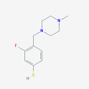 molecular formula C12H17FN2S B7989763 3-Fluoro-4-[(4-methylpiperazino)methyl]thiophenol 
