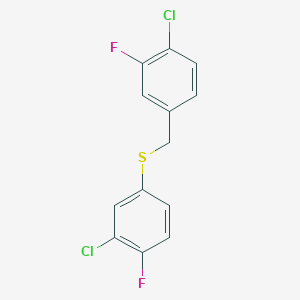 molecular formula C13H8Cl2F2S B7989793 1-Chloro-2-fluoro-4-[(3-chloro-4-fluorophenyl)sulfanylmethyl]benzene 