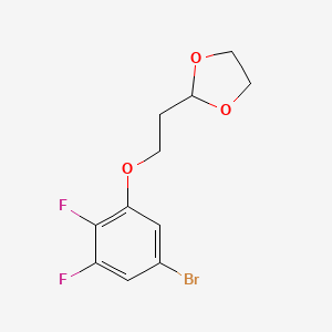molecular formula C11H11BrF2O3 B7989808 2-[2-(3-Bromo-5,6-difluoro-phenoxy)ethyl]-1,3-dioxolane 