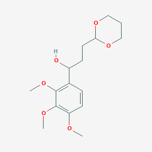 molecular formula C16H24O6 B7989909 3-[2-(1,3-Dioxanyl)]-1-(2,3,4-trimethoxyphenyl)-1-propanol 