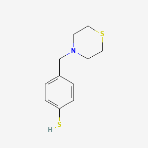 molecular formula C11H15NS2 B7989915 4-(Thiomorpholinomethyl)benzenethiol 