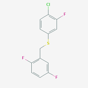 molecular formula C13H8ClF3S B7990017 1,4-Difluoro-2-[(4-chloro-3-fluorophenyl)sulfanylmethyl]benzene 