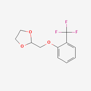 molecular formula C11H11F3O3 B7990019 2-((2-(Trifluoromethyl)phenoxy)methyl)-1,3-dioxolane 