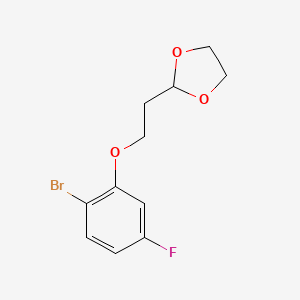 molecular formula C11H12BrFO3 B7990024 2-(2-(2-Bromo-5-fluorophenoxy)ethyl)-1,3-dioxolane 