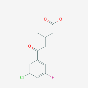 molecular formula C13H14ClFO3 B7990092 Methyl 5-(3-chloro-5-fluorophenyl)-3-methyl-5-oxovalerate CAS No. 1443349-55-0