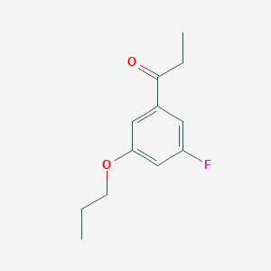 molecular formula C12H15FO2 B7990133 5'-Fluoro-3'-n-propoxypropiophenone CAS No. 1443343-04-1