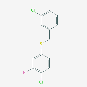 molecular formula C13H9Cl2FS B7990143 1-Chloro-3-[(4-chloro-3-fluorophenyl)sulfanylmethyl]benzene CAS No. 1443344-74-8