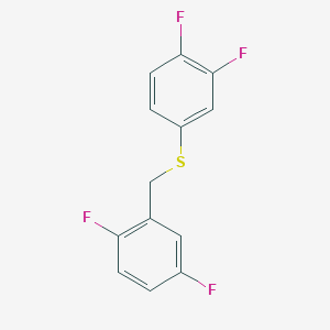 molecular formula C13H8F4S B7990196 1,4-Difluoro-2-[(3,4-difluorophenyl)sulfanylmethyl]benzene 