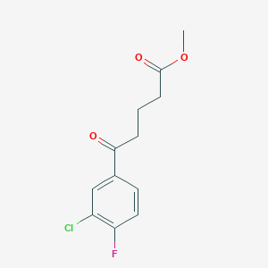 molecular formula C12H12ClFO3 B7990336 Methyl 5-(3-chloro-4-fluorophenyl)-5-oxovalerate 