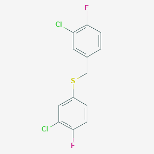 molecular formula C13H8Cl2F2S B7990672 1-Chloro-2-fluoro-5-[(3-chloro-4-fluorophenyl)sulfanylmethyl]benzene 