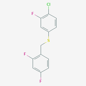 molecular formula C13H8ClF3S B7990748 1,3-Difluoro-4-[(4-chloro-3-fluorophenyl)sulfanylmethyl]benzene 
