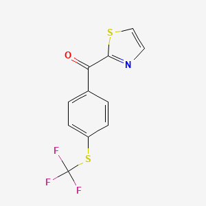 molecular formula C11H6F3NOS2 B7990754 2-[4-(Trifluoromethylthio)benzoyl]thiazole 