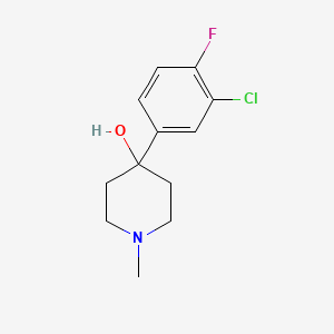 molecular formula C12H15ClFNO B7990886 4-(3-Chloro-4-fluorophenyl)-4-hydroxy-1-methylpiperidine 