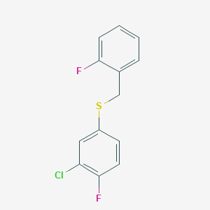 molecular formula C13H9ClF2S B7990921 1-Fluoro-2-[(3-chloro-4-fluorophenyl)sulfanylmethyl]benzene 