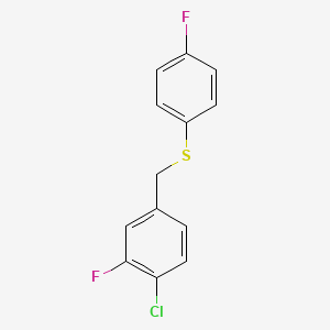 molecular formula C13H9ClF2S B7990940 1-Chloro-2-fluoro-4-[(4-fluorophenyl)sulfanylmethyl]benzene CAS No. 1443331-48-3