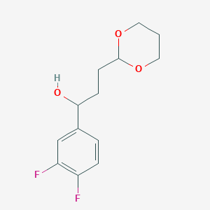 molecular formula C13H16F2O3 B7990952 1-(3,4-Difluorophenyl)-3-[2-(1,3-dioxanyl)]-1-propanol 