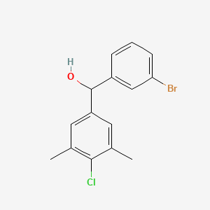molecular formula C15H14BrClO B7991003 3-Bromo-4'-chloro-3',5'-dimethylbenzhydrol 
