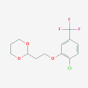 molecular formula C13H14ClF3O3 B7991087 4-Chloro-3-[2-(1,3-dioxan-2-yl)ethoxy]benzotrifluoride 