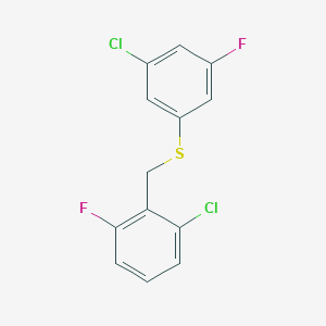 molecular formula C13H8Cl2F2S B7991110 1-Chloro-3-fluoro-2-[(3-chloro-5-fluorophenyl)sulfanylmethyl]benzene 