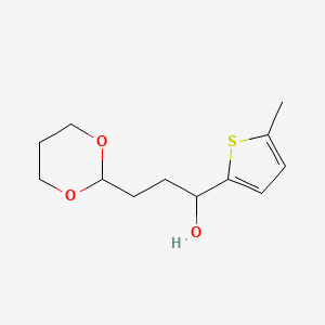 molecular formula C12H18O3S B7991132 3-[2-(1,3-Dioxanyl)]-1-(5-methyl-2-thienyl)-1-propanol 