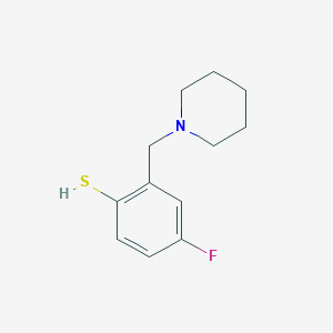 molecular formula C12H16FNS B7991152 4-Fluoro-2-[(1-piperidino)methyl]thiophenol 