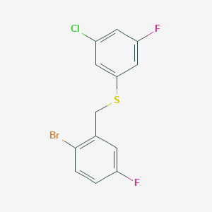molecular formula C13H8BrClF2S B7991215 1-Bromo-4-fluoro-2-[(3-chloro-5-fluorophenyl)sulfanylmethyl]benzene 