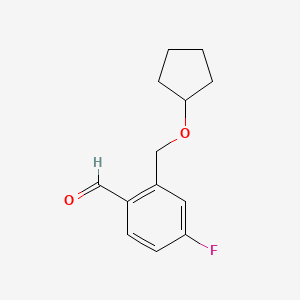 molecular formula C13H15FO2 B7991479 2-((Cyclopentyloxy)methyl)-4-fluorobenzaldehyde 