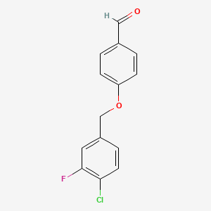 molecular formula C14H10ClFO2 B7991531 4-(4-Chloro-3-fluorobenzyloxy)benzaldehyde 