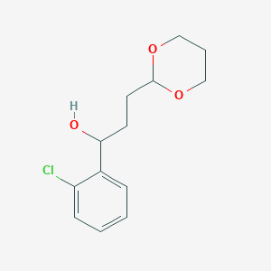 molecular formula C13H17ClO3 B7991534 1-(2-Chlorophenyl)-3-[2-(1,3-dioxanyl)]-1-propanol 
