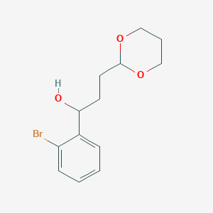molecular formula C13H17BrO3 B7991613 1-(2-Bromophenyl)-3-[2-(1,3-dioxanyl)]-1-propanol 