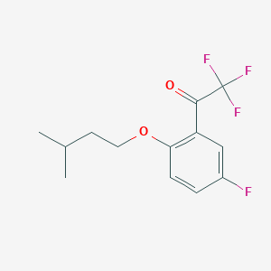molecular formula C13H14F4O2 B7991621 2,2,2-Trifluoro-1-(5-fluoro-2-(isopentyloxy)phenyl)ethanone 