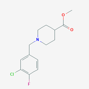 molecular formula C14H17ClFNO2 B7991628 Methyl 1-[(3-chloro-4-fluorophenyl)methyl]piperidine-4-carboxylate 