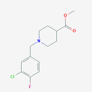 molecular formula C14H17ClFNO2 B7991628 Methyl 1-(3-chloro-4-fluorobenzyl)piperidine-4-carboxylate 