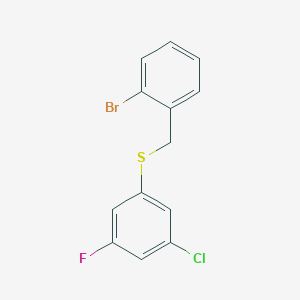 molecular formula C13H9BrClFS B7991784 1-Bromo-2-[(3-chloro-5-fluorophenyl)sulfanylmethyl]benzene CAS No. 1443352-58-6