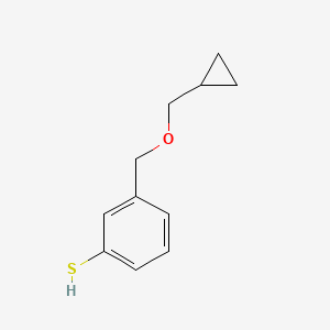 molecular formula C11H14OS B7991852 3-[(Cyclopropanemethoxy)methyl]thiophenol 