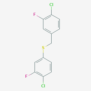 molecular formula C13H8Cl2F2S B7991854 1-Chloro-2-fluoro-4-[(4-chloro-3-fluorophenyl)sulfanylmethyl]benzene 