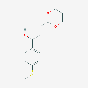 molecular formula C14H20O3S B7991868 3-[2-(1,3-Dioxanyl)]-1-(4-methylthiophenyl)-1-propanol 