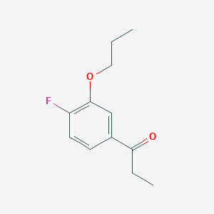 molecular formula C12H15FO2 B7991930 1-(4-Fluoro-3-propoxyphenyl)propan-1-one 
