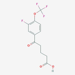 molecular formula C12H10F4O4 B7992011 5-[3-Fluoro-4-(trifluoromethoxy)phenyl]-5-oxovaleric acid 