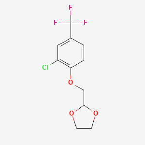 molecular formula C11H10ClF3O3 B7992115 3-Chloro-4-[(1,3-dioxolan-2-yl)methoxy]benzotrifluoride 