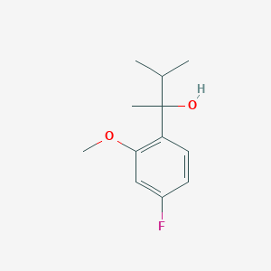 molecular formula C12H17FO2 B7992125 2-(4-Fluoro-2-methoxyphenyl)-3-methyl-butan-2-ol 