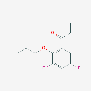 molecular formula C12H14F2O2 B7992283 1-(3,5-Difluoro-2-propoxyphenyl)propan-1-one 