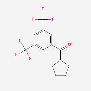 molecular formula C14H12F6O B7992373 3,5-Bis(trifluoromethyl)phenyl cyclopentyl ketone 