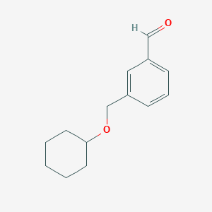 molecular formula C14H18O2 B7992524 3-[(Cyclohexyloxy)methyl]benzaldehyde 