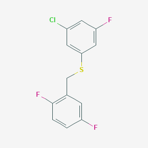 molecular formula C13H8ClF3S B7992532 1,4-Difluoro-2-[(3-chloro-5-fluorophenyl)sulfanylmethyl]benzene 