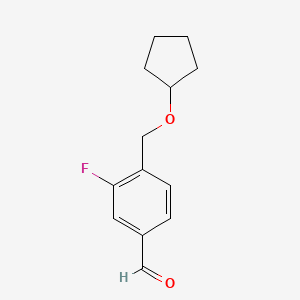 molecular formula C13H15FO2 B7992575 4-[(Cyclopentyloxy)methyl]-3-fluorobenzaldehyde 