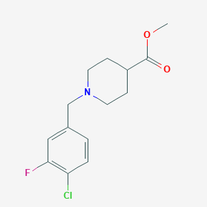 molecular formula C14H17ClFNO2 B7992731 Methyl 1-[(4-chloro-3-fluorophenyl)methyl]piperidine-4-carboxylate 