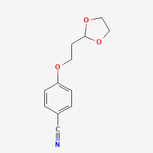 molecular formula C12H13NO3 B7992837 4-[2-(1,3-Dioxolan-2-yl)ethoxy]benzonitrile 