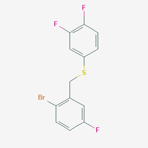 molecular formula C13H8BrF3S B7992879 1-Bromo-4-fluoro-2-[(3,4-difluorophenyl)sulfanylmethyl]benzene 